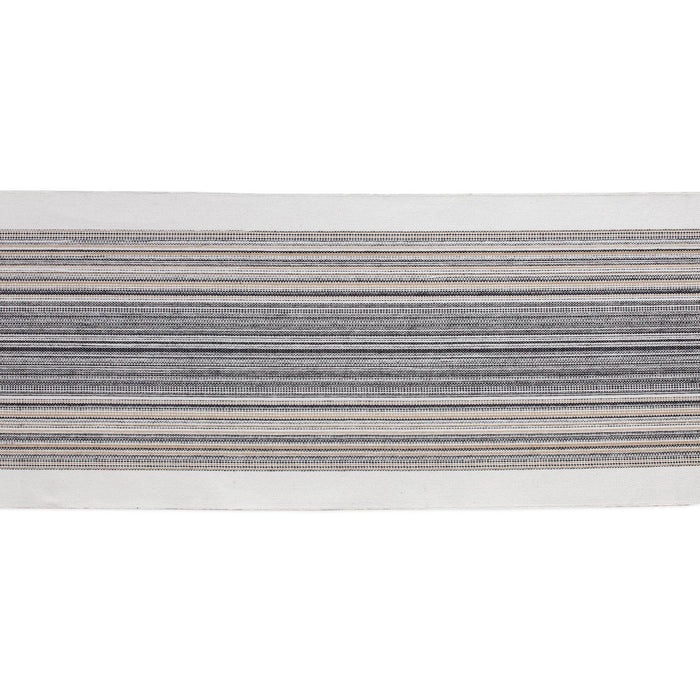 Black Striped Fringe Ribbed Table Runner 14X108