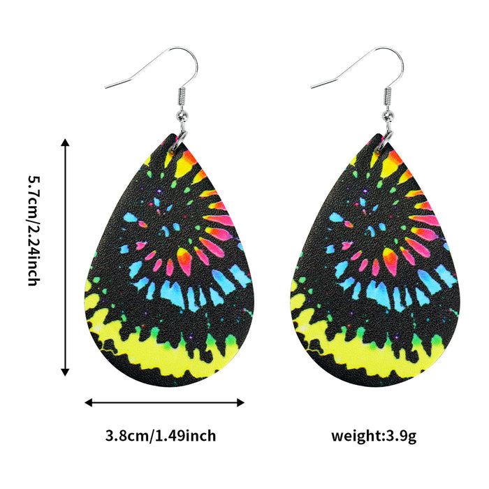Black Tie Dye Faux Leather Teardrop Ear Bling Two Styles Available