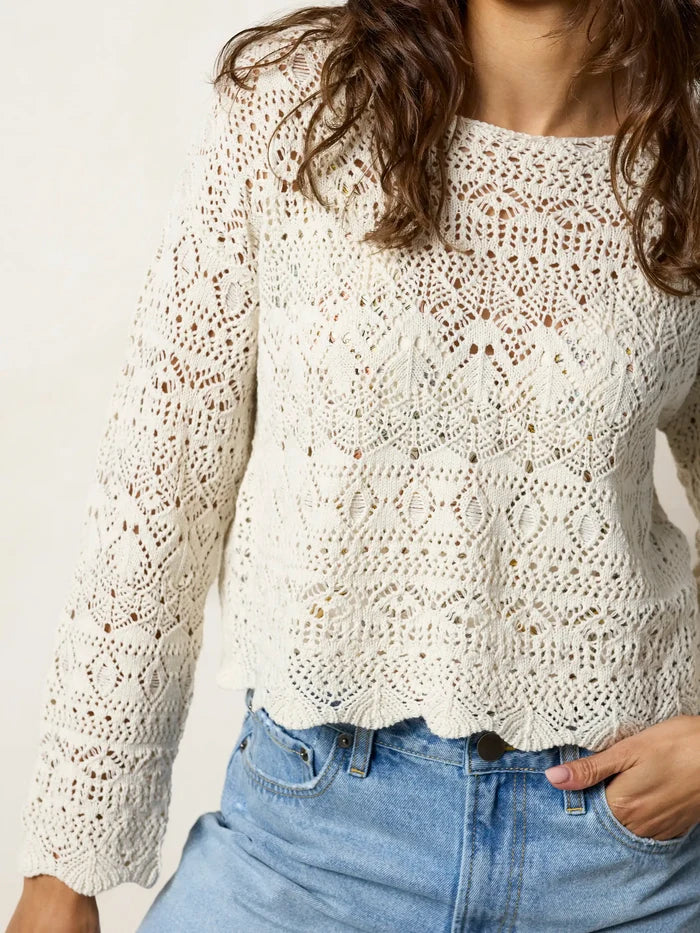 Blythe Cropped Cotton Sweater - Natural-view 1