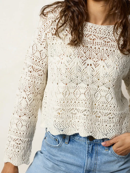 Blythe Cropped Cotton Sweater - Natural-view 1