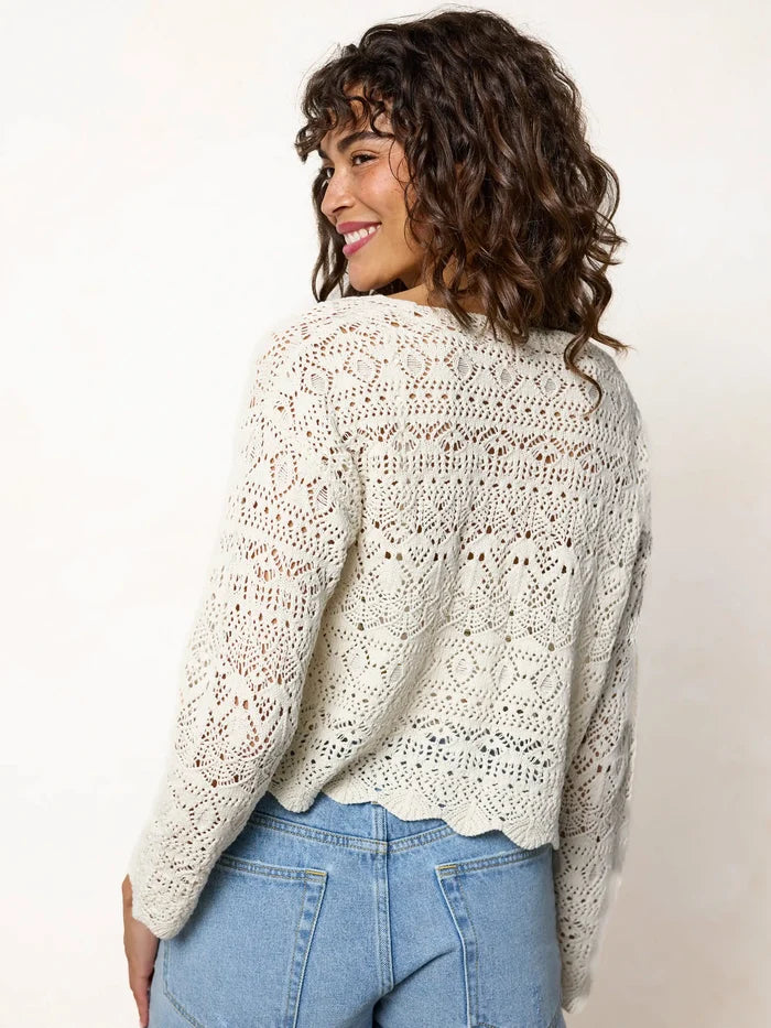 Blythe Cropped Cotton Sweater - Natural-view 4