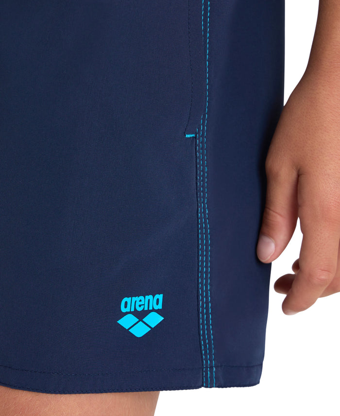 BOYS' BEACH BOXER SOLID - Navy Turquoise