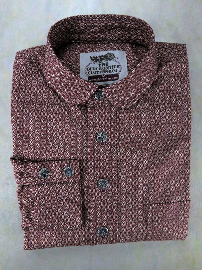 Brick Red Geometric Medallion Men's Dakota Shirt