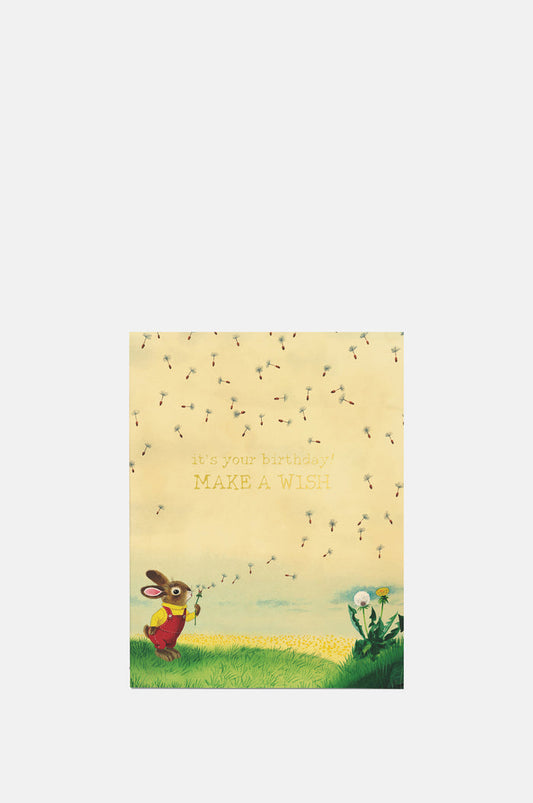 Red Cap Cards Bunny and Dandelion Greeting Card.