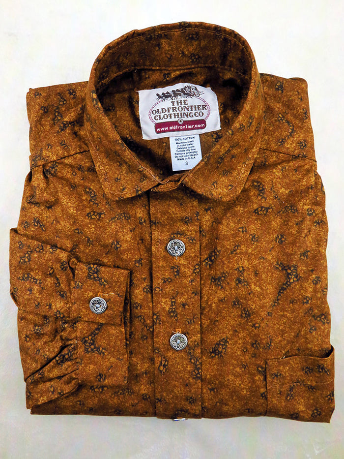Burnt Orange Abstract Print Men's Victorian Shirt