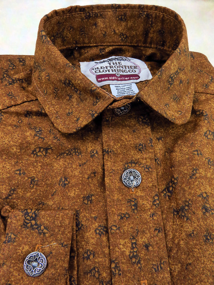 Burnt Orange Abstract Print Men's Victorian Shirt