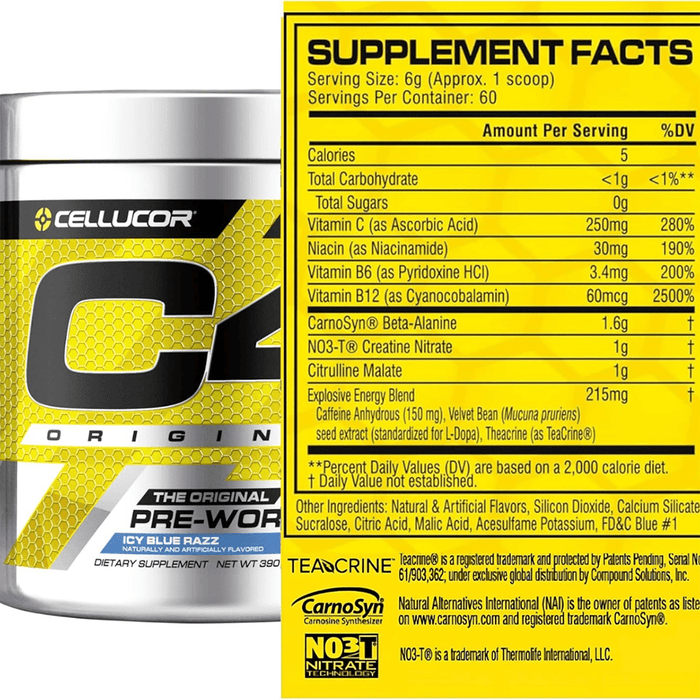 C4 Original Pre Workout Powder Icy Blue Razz Flavor – 50 Servings - Beauty Tribe