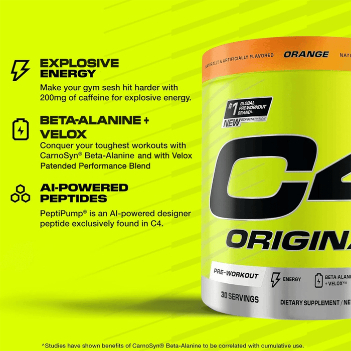 C4 Original Pre Workout Powder Orange Burst Flavor – 30 Servings - Beauty Tribe