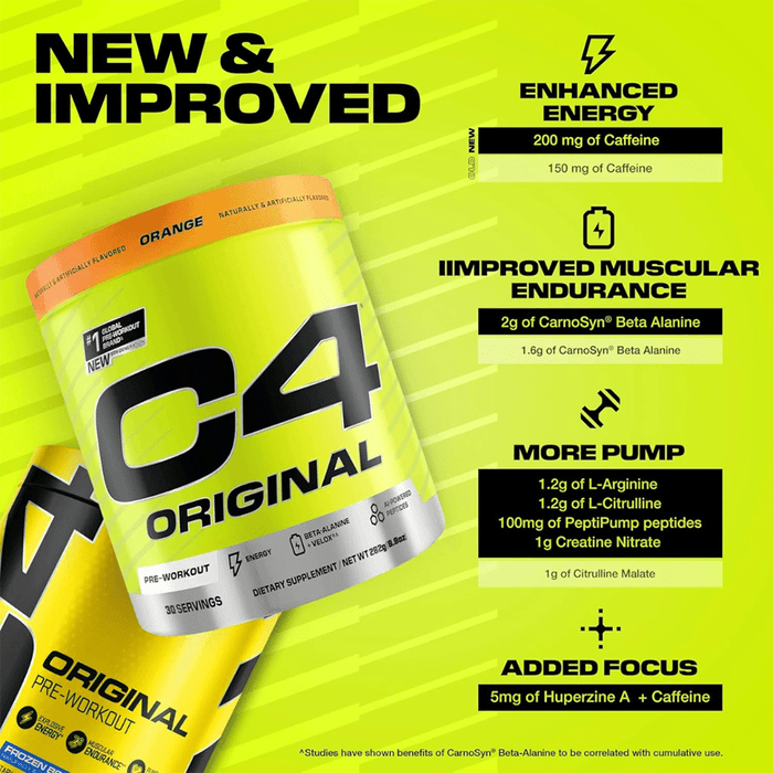 C4 Original Pre Workout Powder Orange Burst Flavor – 30 Servings - Beauty Tribe