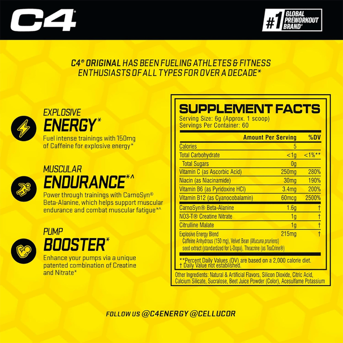 C4 Original Pre Workout Powder Pink Lemonade Flavor – 50 Servings - Beauty Tribe