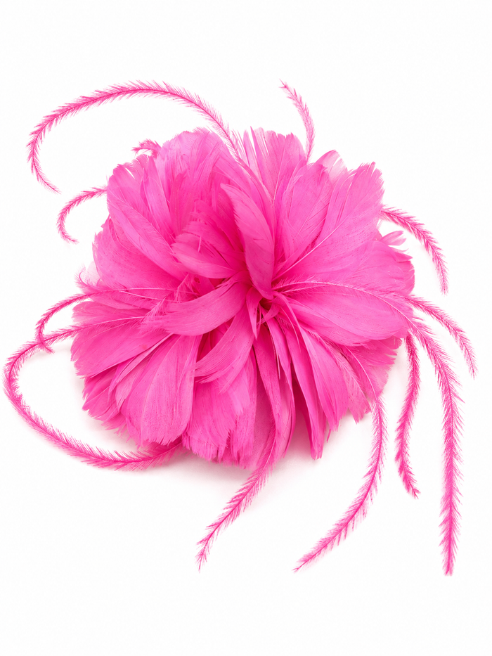 Calypso Pink Feather Hair Clip Slide Fascinator