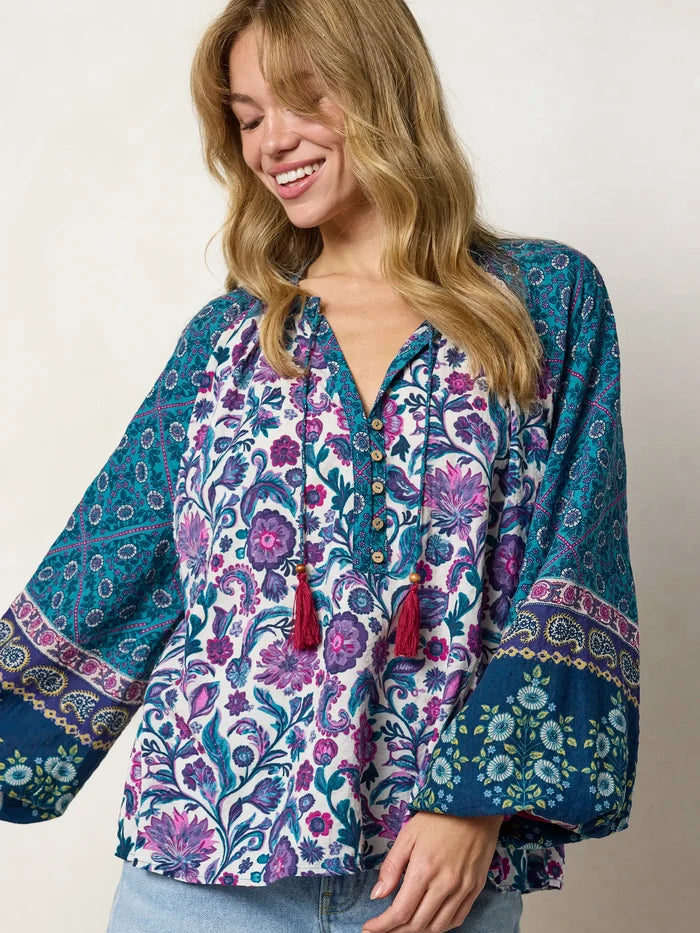 Camille Top - Purple Sunnyfield Floral-view 1