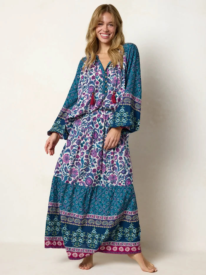 Camille Top - Purple Sunnyfield Floral-view 2