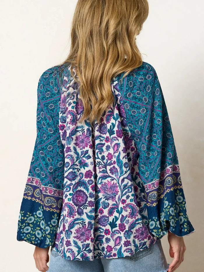 Camille Top - Purple Sunnyfield Floral-view 5