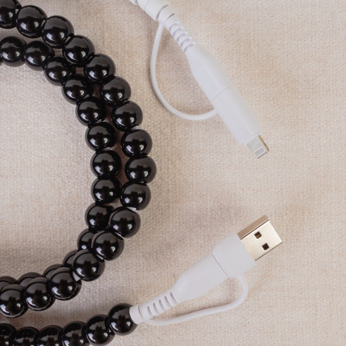 CC05 - 4-in-1 Beaded Charging Cable - Black