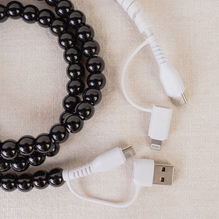 CC05 - 4-in-1 Beaded Charging Cable - Black
