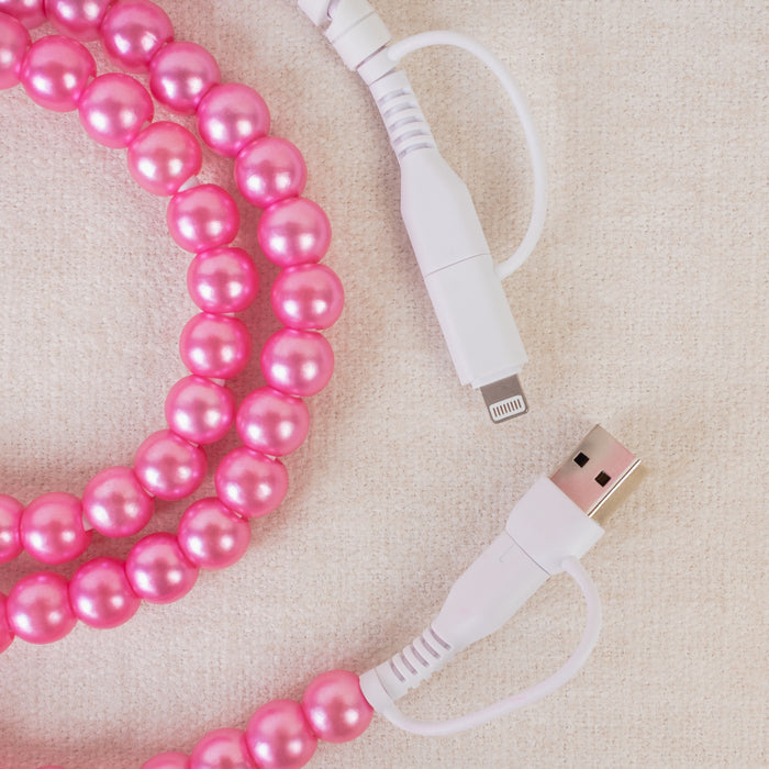 CC06 - 4-in-1 Beaded Charging Cable - Pink