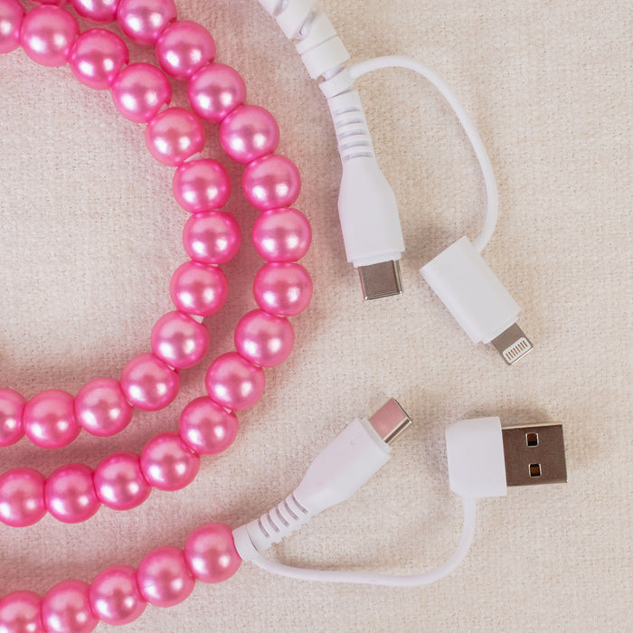 CC06 - 4-in-1 Beaded Charging Cable - Pink