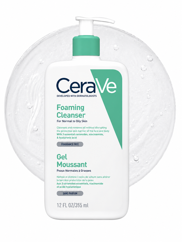 Cerave Foaming Cleanser for Normal to Oily Skin with Hyaluronic Acid