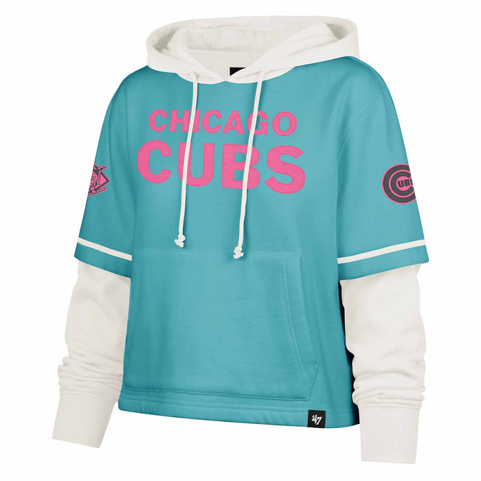 Chicago Cubs 47 Brand Women's Lumi Trifecta Cropped Hooded Sweatshirt