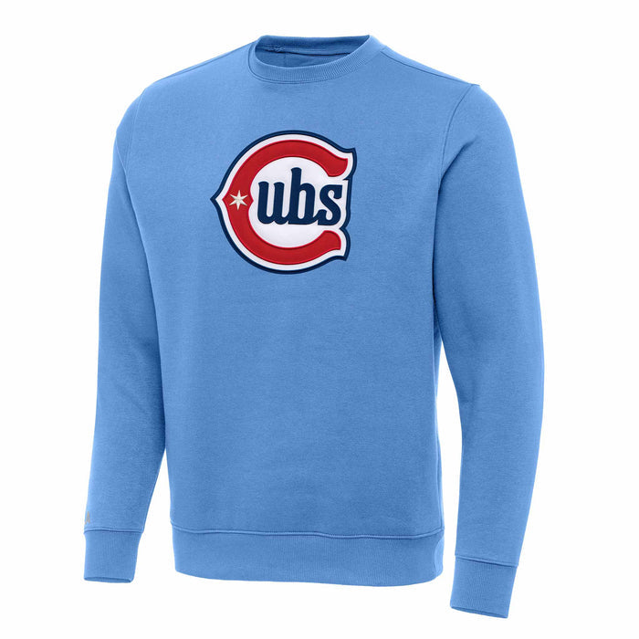 Chicago Cubs Antigua Blues Alternate 2 Logo Columbia Blue Victory Crewneck Sweatshirt