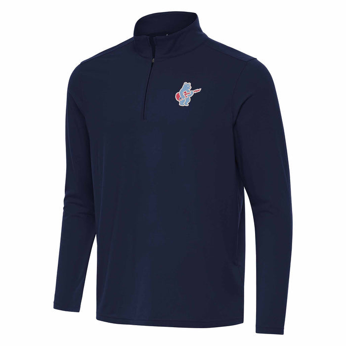 Chicago Cubs Antigua Blues Rock Bear Logo Navy Blue Intent Quarter Zip Shirt