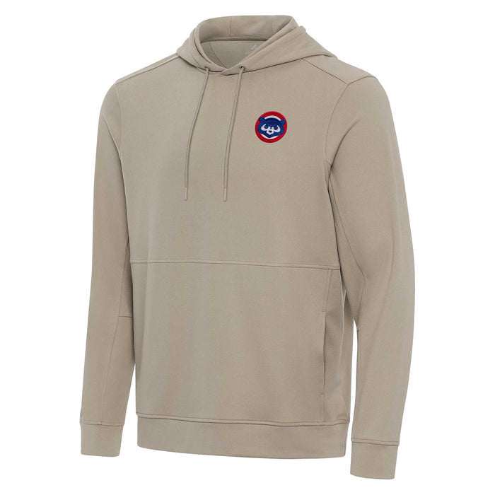 Chicago Cubs Antigua Echelon Taupe 1984 Bear Hooded Lightweight Sweatshirt