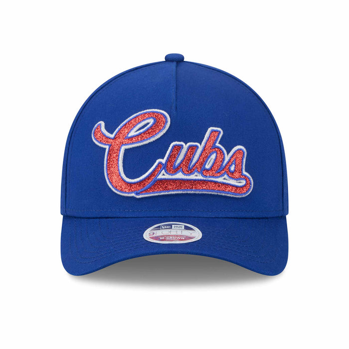 Chicago Cubs New Era 9FORTY Script Walking Bear Glitz Adjustable Cap