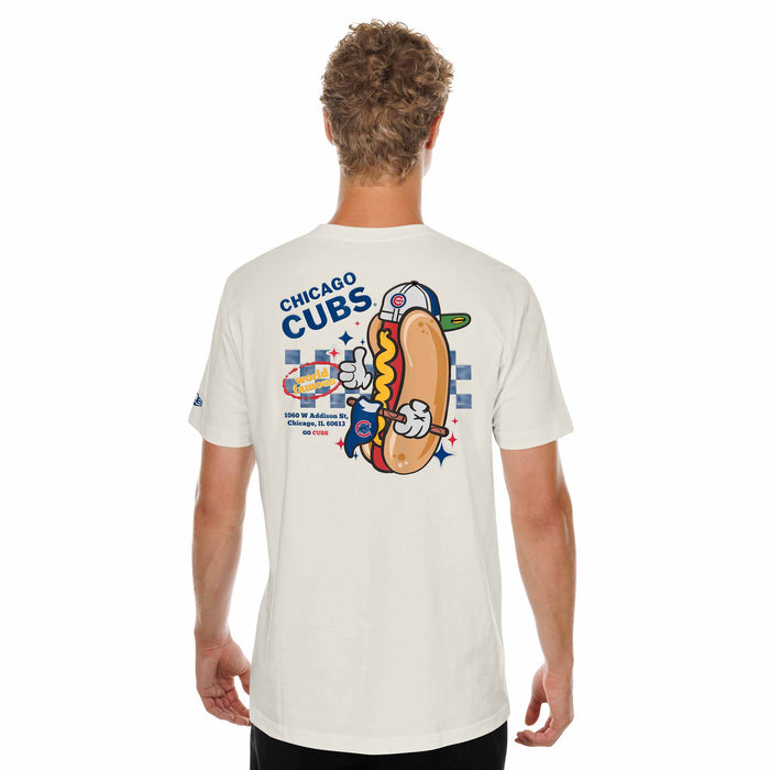 Chicago Cubs New Era World Famous Two Sided Screened Hot Dog T Shirt