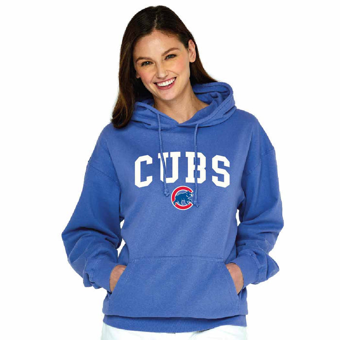 Chicago Cubs Women’s Peri Blue Soft Wash Pigment Dye Hooded Sweatshirt