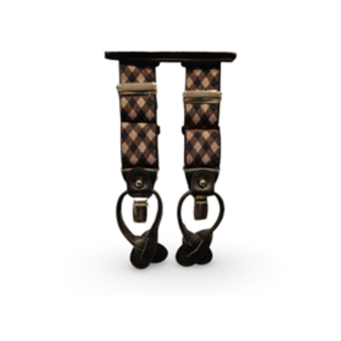 Classic 6 Button /Clips Suspender Braces With Black Leather Ends