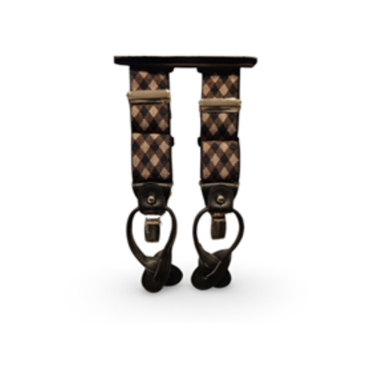 Classic 6 Button /Clips Suspender Braces With Black Leather Ends