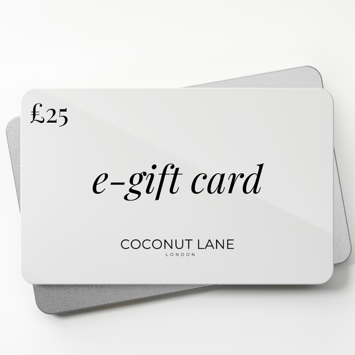 £25 Coconut Lane E-Gift Card with a clean white background and bold black text.