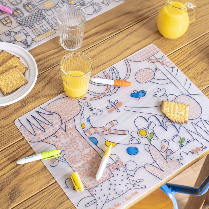 Moulin Roty - Colouring Set - Silicone Mat & 5 Markers - Les Toupitis - Lifestyle Cut 1