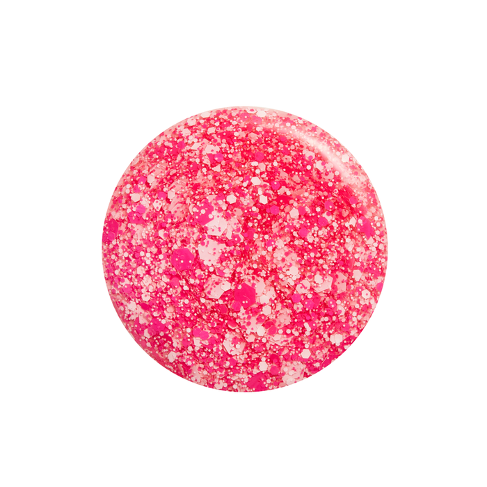Congo Bongo pink confetti and glitter nail polish color swatch