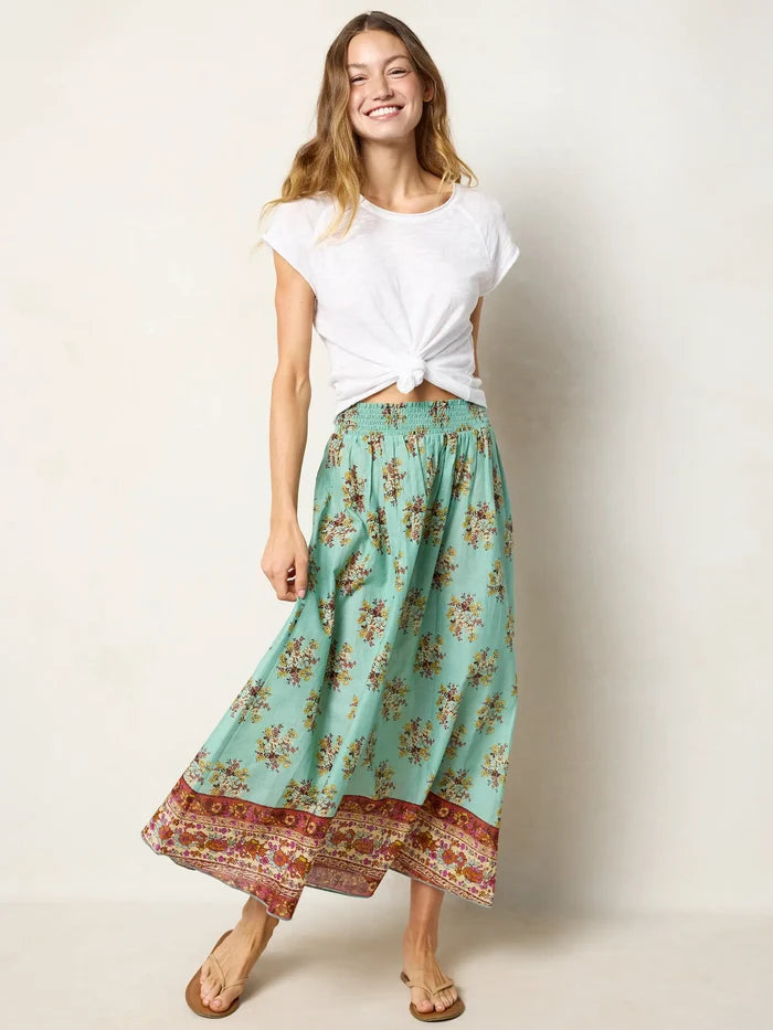 Cotton Skirt-In-A-Bag - Riviera Floral Aqua-view 1