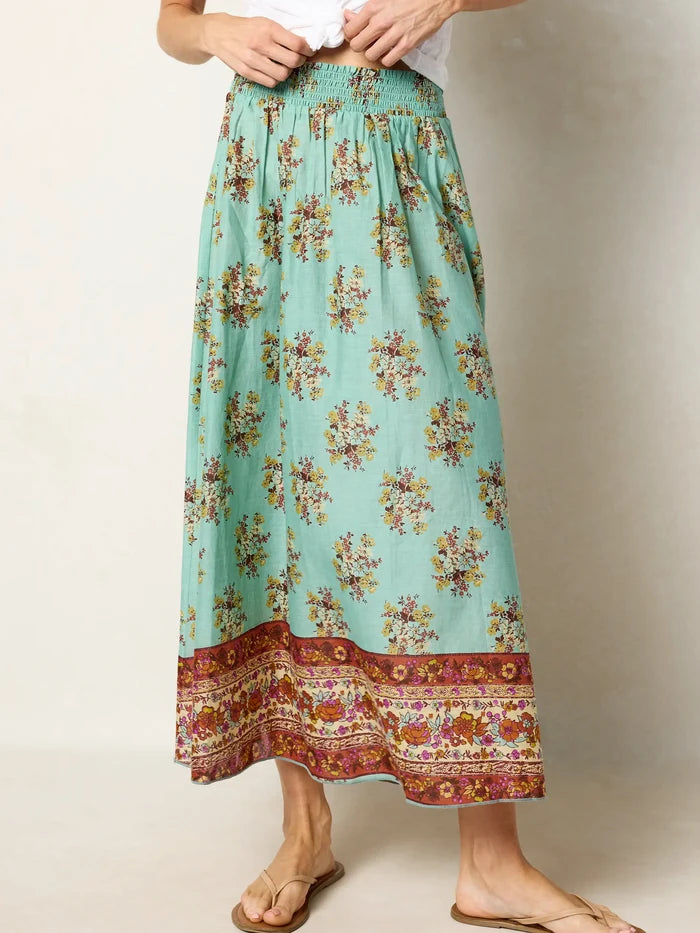 Cotton Skirt-In-A-Bag - Riviera Floral Aqua-view 2