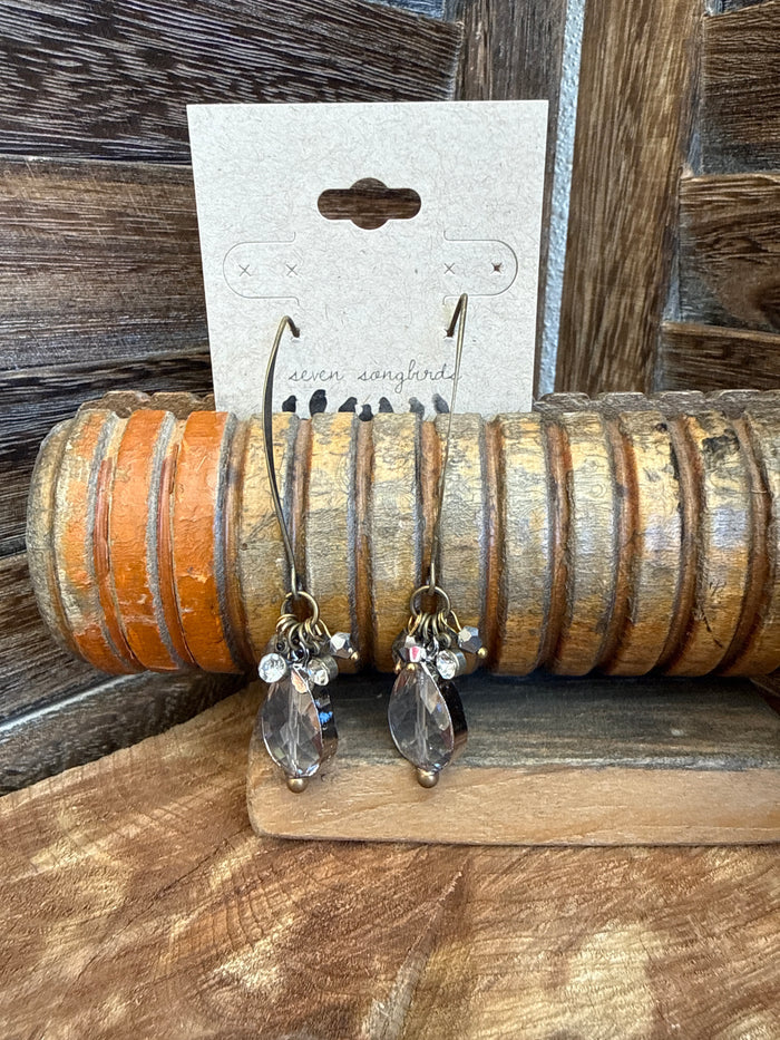 Gold-tone kidney wire earrings with clear teardrop crystal dangles