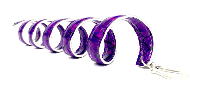 Dark Purple Holographic Ponytail Wrap - Faux Leather Hair Twister side view