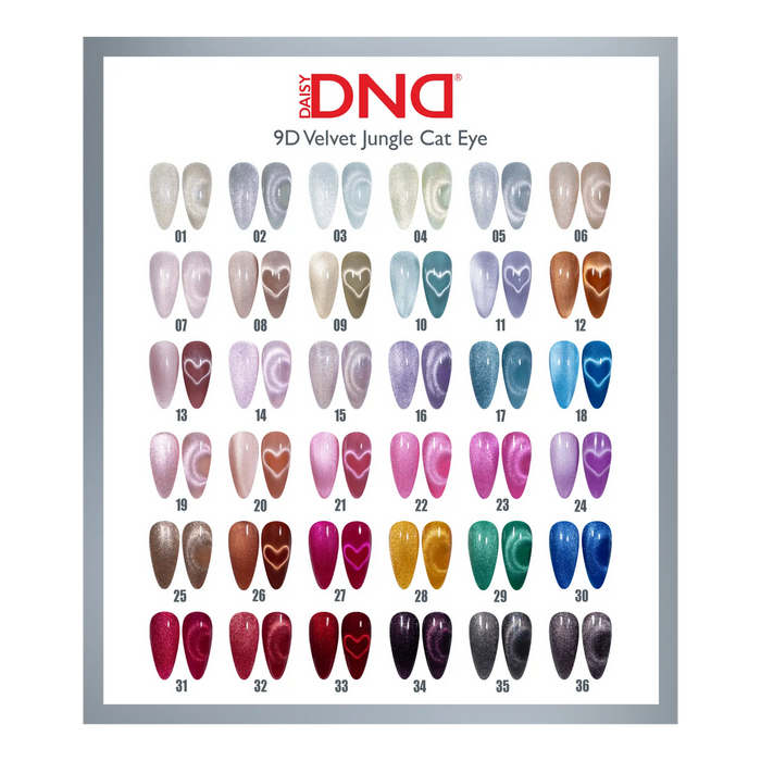 DND 9D Cat Eye Velvet Jungle Collection Swatch Board