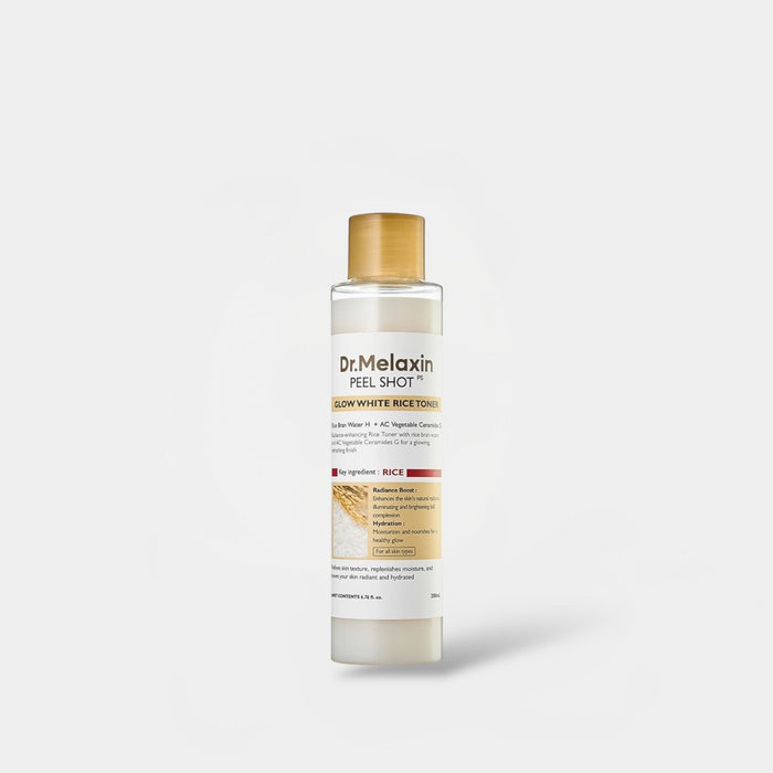 Dr. Melaxin Peel Shot Glow White Rice Toner 200ml تونر الأرز الأبيض المتوهج من دكتور ميلاكسين - Princess Cosmetics Qatar