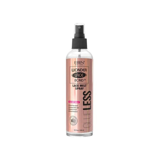 EBIN Wonder Lace Bond glueless lace wig melt spray bottle with rose gold label and black spray nozzle