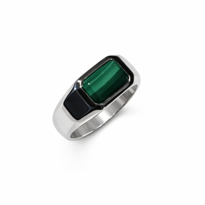 Element Series - Sterling Silver Natural Malachite Ring