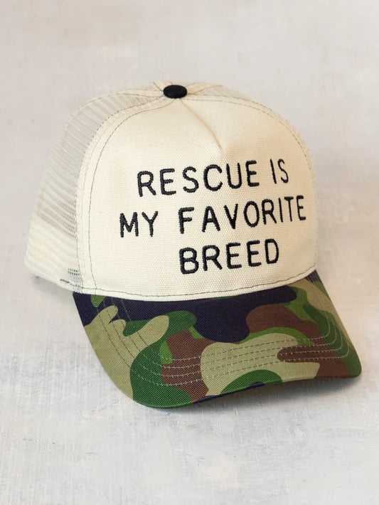 Embroidered Trucker Hat - Rescue Is My Favorite Breed-view 1