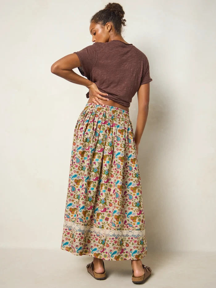 Emory Reversible Cotton Maxi Skirt - Paisley Petals Blue-view 5
