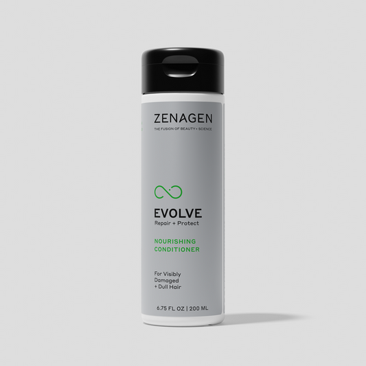 Zenagen Evolve Nourishing Conditioner 6.75 oz bottle, salon-quality repair and protect conditioner for damaged, dull hair to support smoother texture and enhanced shine.