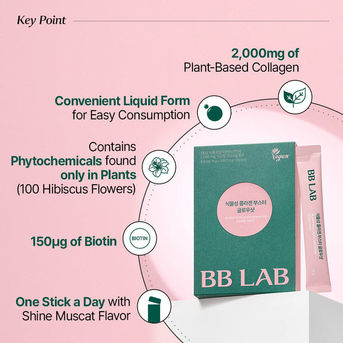 Nutrione BB LAB Plant Collagen Booster Glow Shot (15g x 14 Sticks) نيوتريون بي بي لاب - معزز الكولاجين النباتي - جرعة متوهجة - Princess Cosmetics Qatar