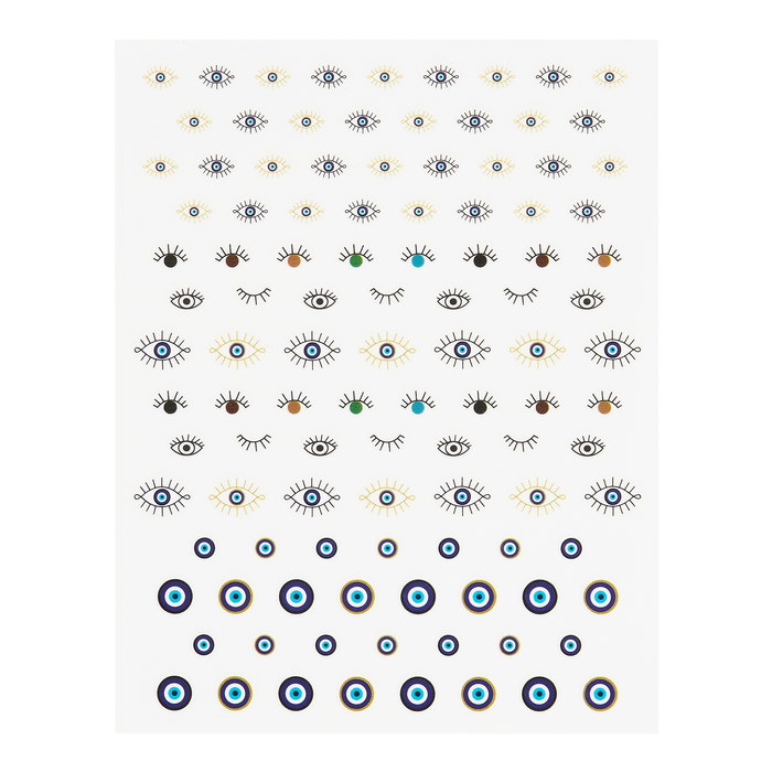 Eye Spy an Evil Eye decal sheet: evil eyes in blue, gold and black