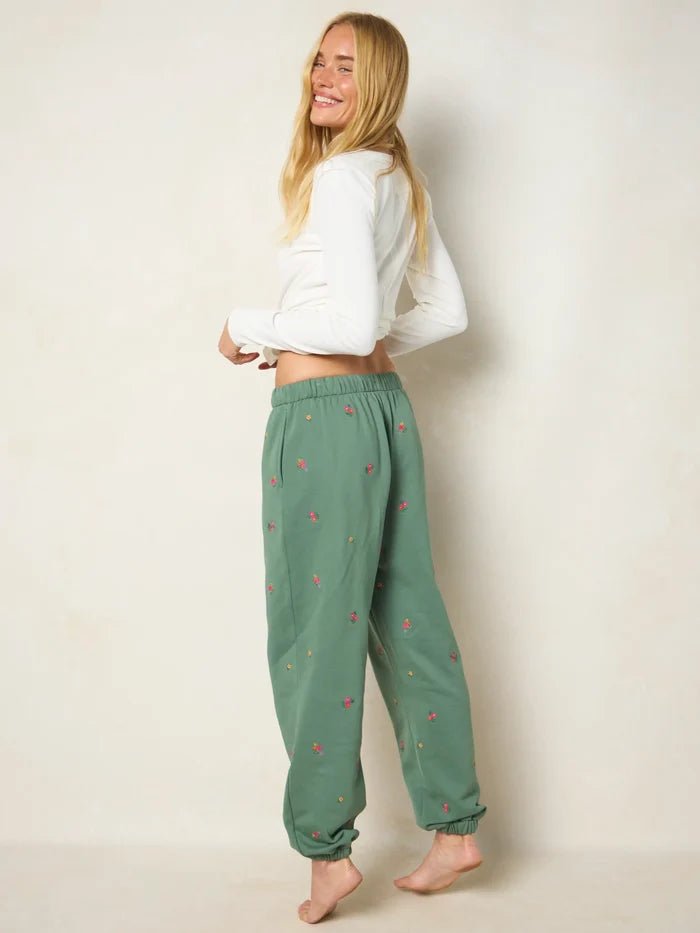 Fave Little Things Embroidered Jogger Pants - Olive Floral-view 6