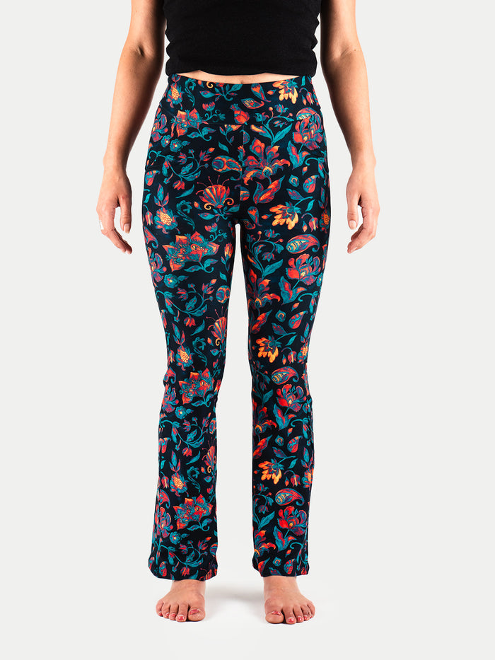 Festival Flared Printed Leggings | Navy Multi Floral-Image 1